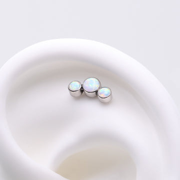 Detail View 1 of Implant Grade Titanium OneFit Threadless Journey Fire Opal Trio Top Part-White Opal